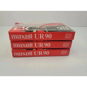 3 Maxell UR 90 Minute Normal Bias Blank Audio Cassette Tapes NEW SEALED